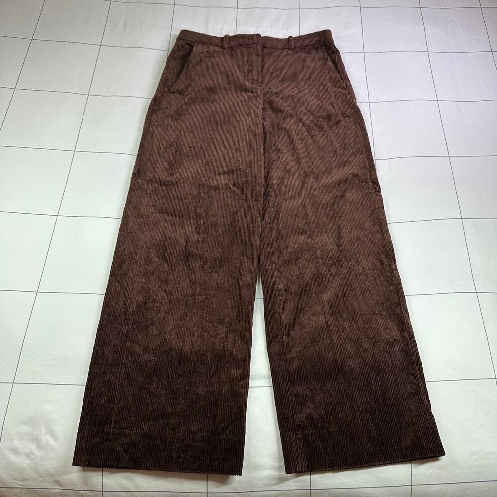 J.Crew Pants Womens 2 Petite Brown Wide Leg Trouser Stretch Corduroy Academia - Picture 2 of 13